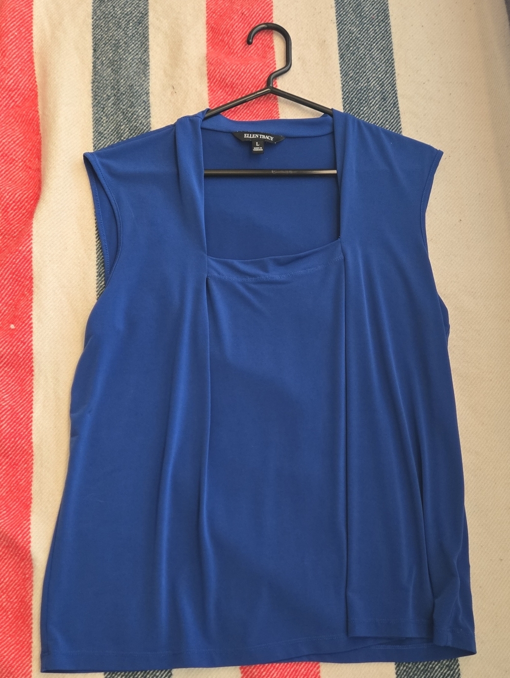 Ellen Tracy Sleeveless Square-Neck Tank in Royal Blue